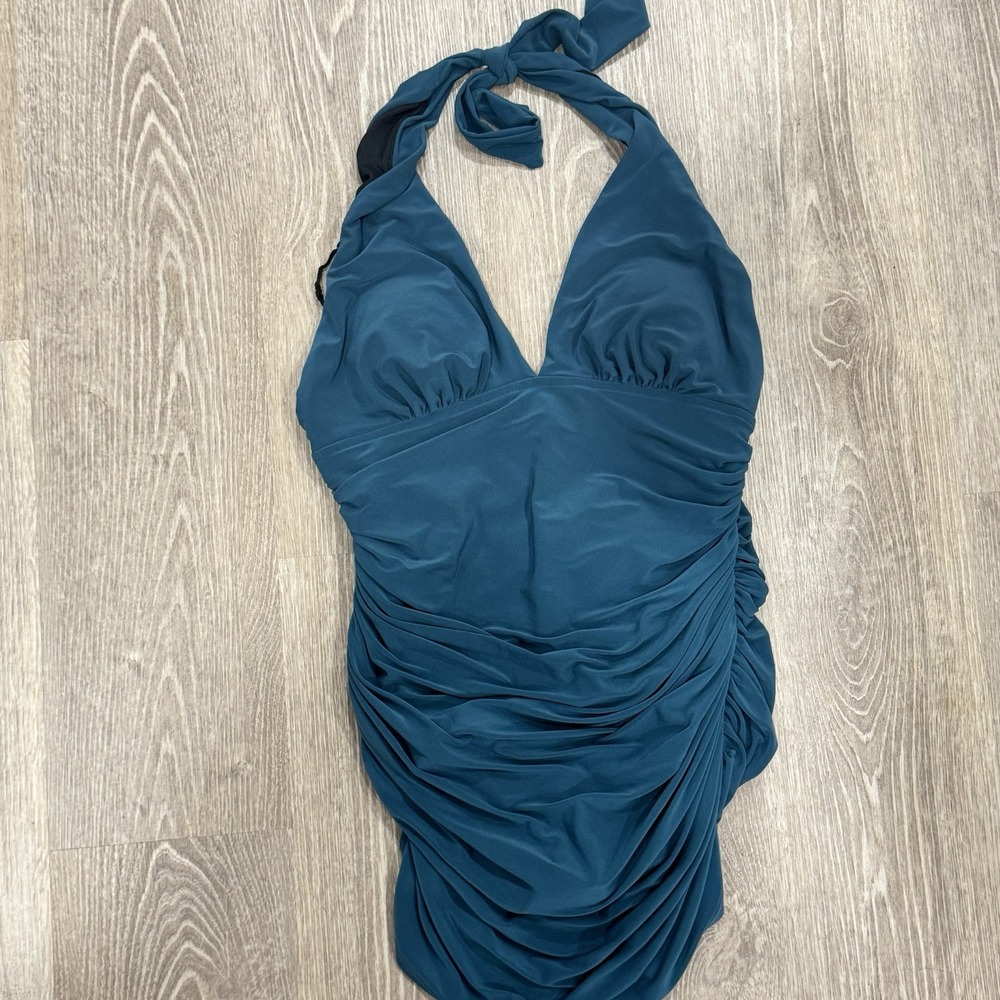 Magicsuit 12 Royal Blue Soft Cup Tummy Control Halter 1 Pce Swimsuit